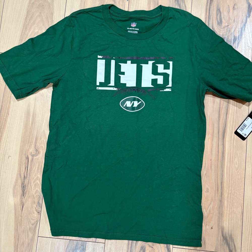 New York Jets NFL Football T Shirt Youth Extra Large XL Green‎ Short Sleeve